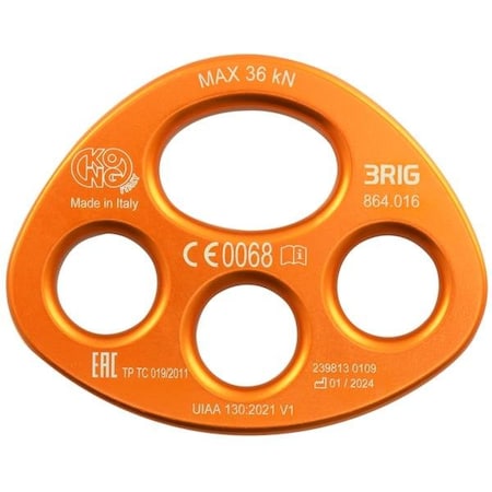Kong Usa Rigging Plate, 3 Beveled Holes, Orange 864O16400KK
